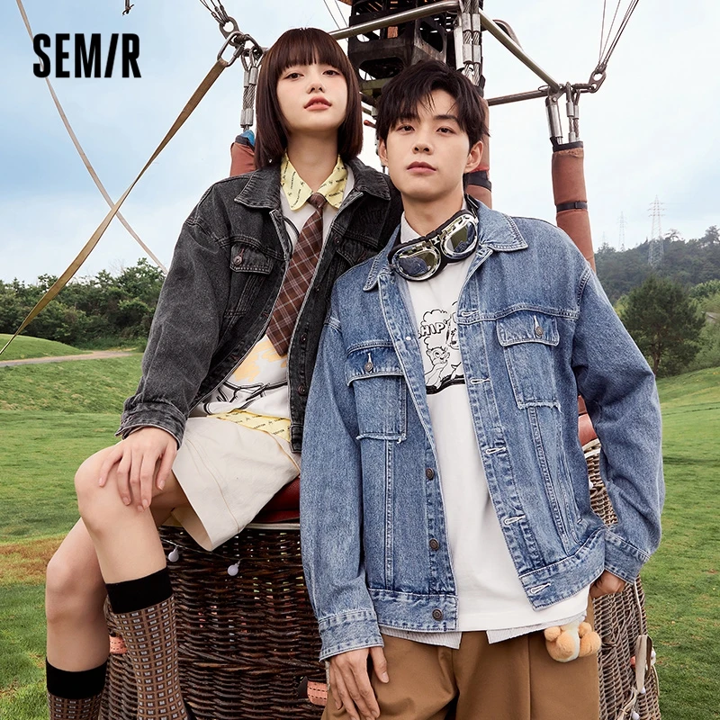 

Куртка Semir Мужская джинсовая, свободная хлопковая верхняя одежда из денима с мультяшным рисунком, пальто из денима, осень 2022