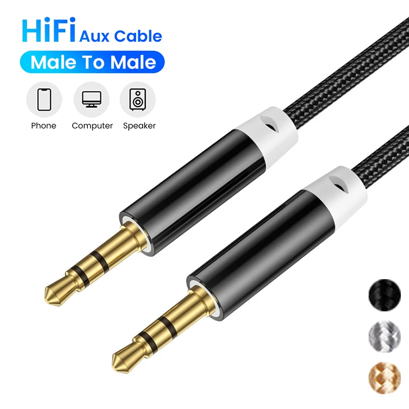 

Aux Cable Speaker Audio Wire 3.5mm Jack Male to Male For iphone Samsung Xiaomi Oneplus Car JBL Headphones Adapter Extension Cord