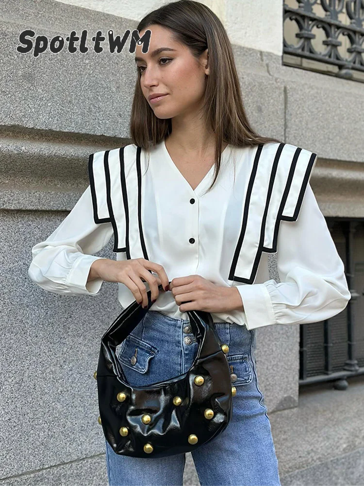 Винтажные лоскутные подплечники женская блузка новинка 2023 года однобортные