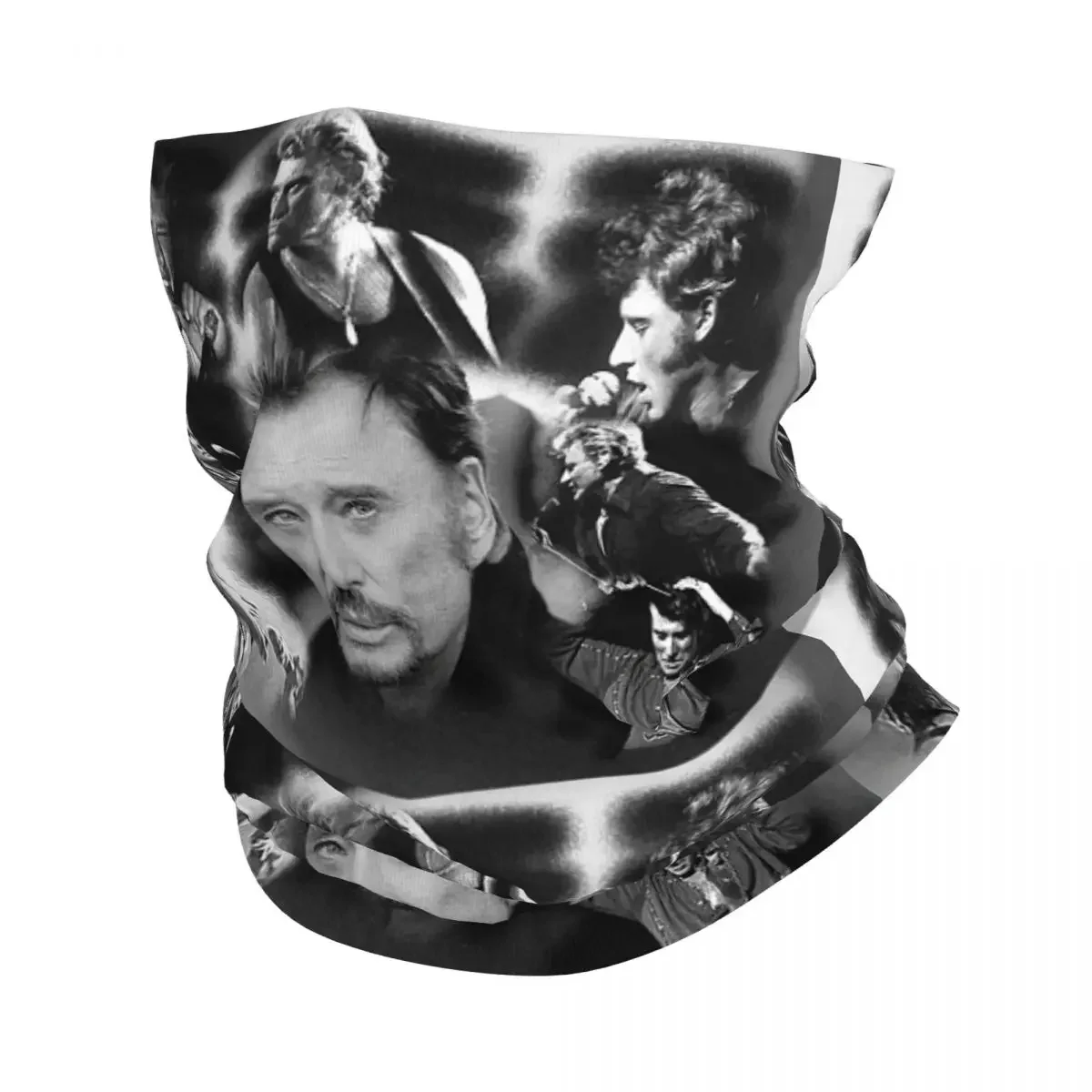

Retro Rock Johnny Hallyday Bandana Winter Neck Warmer Windproof Wrap Face Scarf for Hiking French France Singer Gaiter Headband