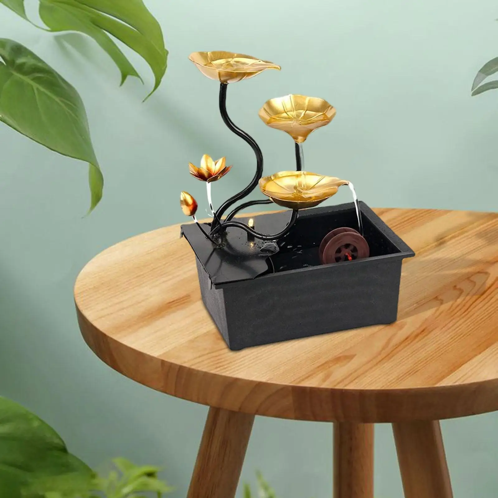 

Mini Cascading Tabletop Water Fountain Decoration USB with Lights Decorative