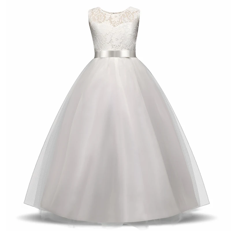 

Formal Elegant Dress for Girls First Communion Graduation Ceremony White Evening Event Wedding Gown 14ys Teenager Tulle Dresses