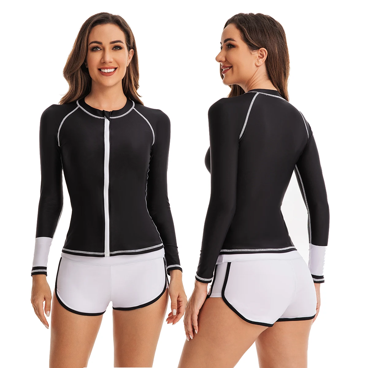 

Sexy Swimsuit Bikini Mujer Rashguard Women Long Sleeve Swimwear Rashguard Surfing Two Piece Swimsuit Tankini Set Swimming Suit