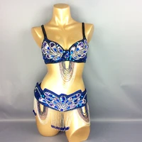 Hot Sale Crystal Beaded Belly Dance Costume Women Pole Belt 2 Piece Set Sexy Belly Dance Costumes Bellydance Clothes