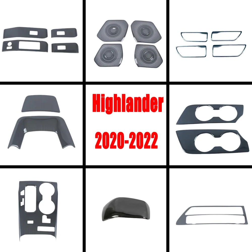 

Для Toyota Highlander 2020-2022 Нержавеющая сталь матовая черная крыша задняя Выходная сторона кондиционера вентиляционная решетка крышка