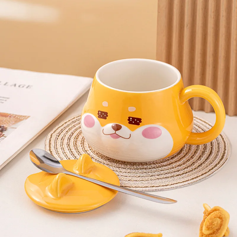 Креативная Керамическая Кофейная Чашка С Крышкой Siba-inu Design Милый Чайник Для Воды
