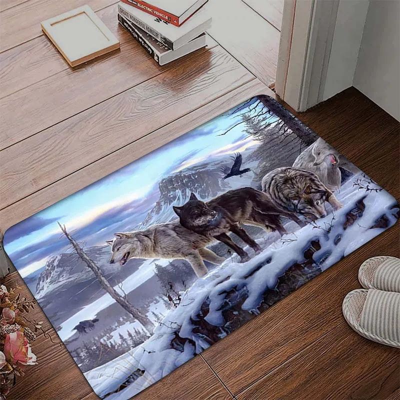 Коврики с изображением волка и Луны мягкие коврики для ванной в гостиную
