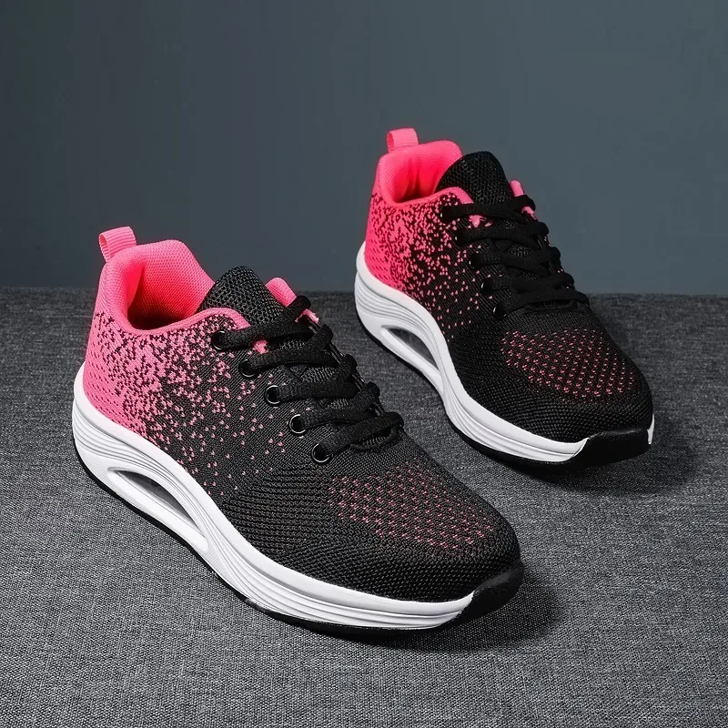 Женские кроссовки на платформе дышащая сетчатая обувь толстой подошве