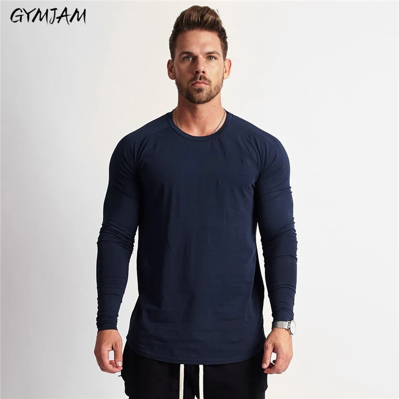 

Spring and Autumn New Long Sleeve Men's T-Shirt Cotton Fashion Solid Color Fashion Men's Top Jogger Running Exercise Sportswear