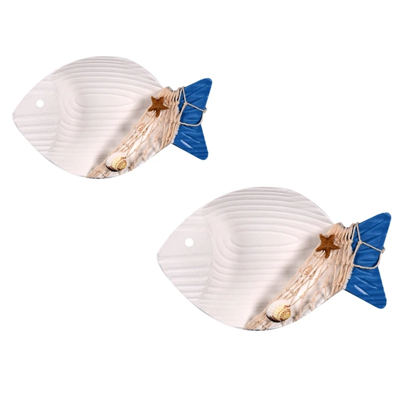 

Fish Shaped Wooden Plate Wall Decor Mediterranean Style Hanging Handmade Wooden Sculpture Craft