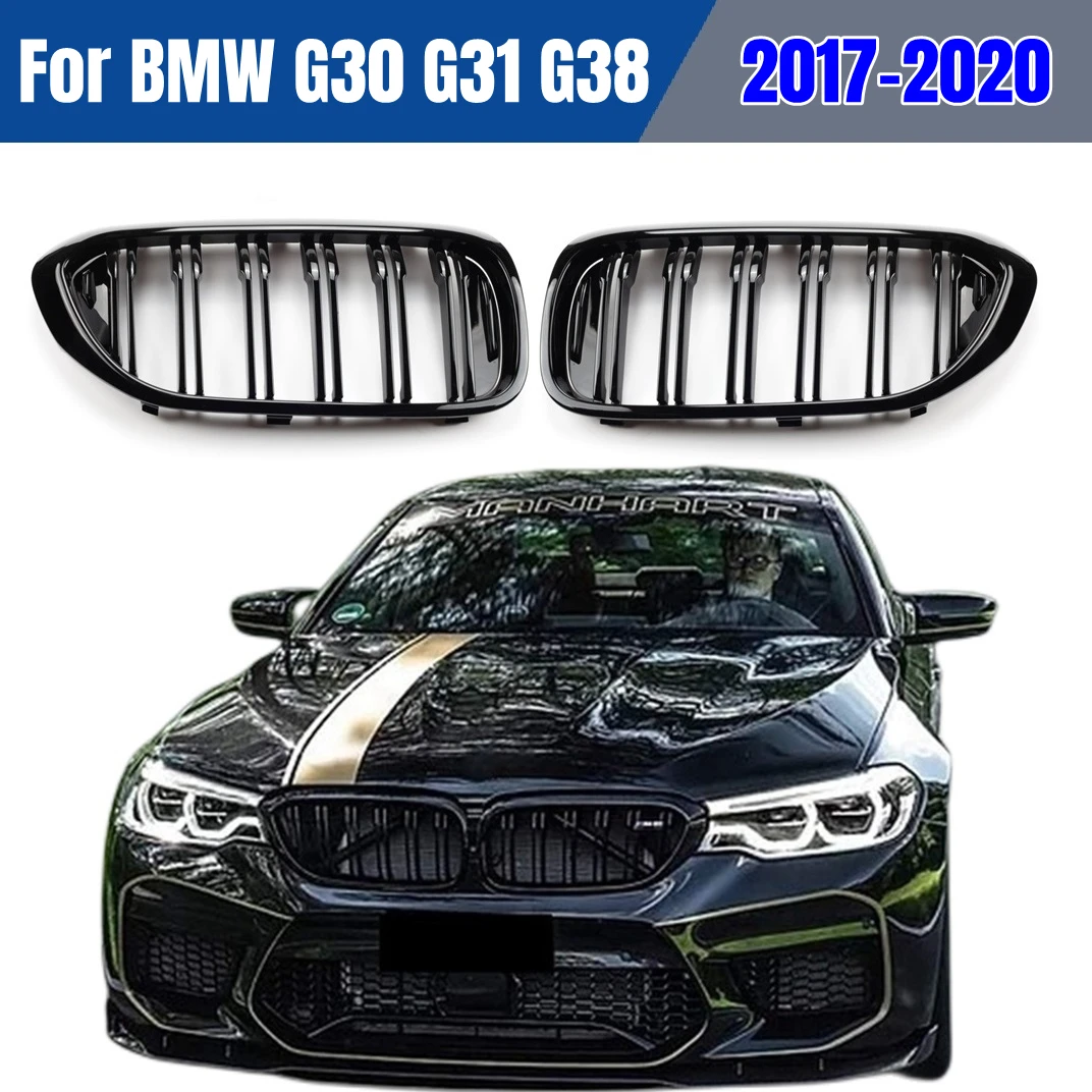 

A pair Front Bumper Grill For BMW 5 Series M5 G30 G31 G38 520i 530i 540i ABS 2-Slat Gloss Black Front Kidney Grille 2017-2020