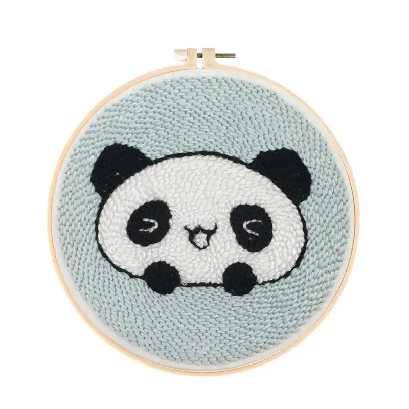 

Women Animal Panda Embroider Kit Handmade Pock Needle Wool Threads Panda Cross Stitch Punch Kit For DIY Crafter Beginner Gift