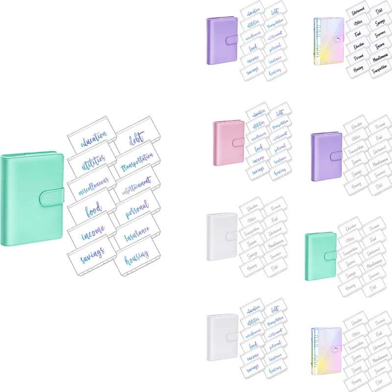 

A6 PU Leather Notebook Magnetic Personal Planning Binder With 12 Binder Pockets Binder Zipper Folder For Bill Planner