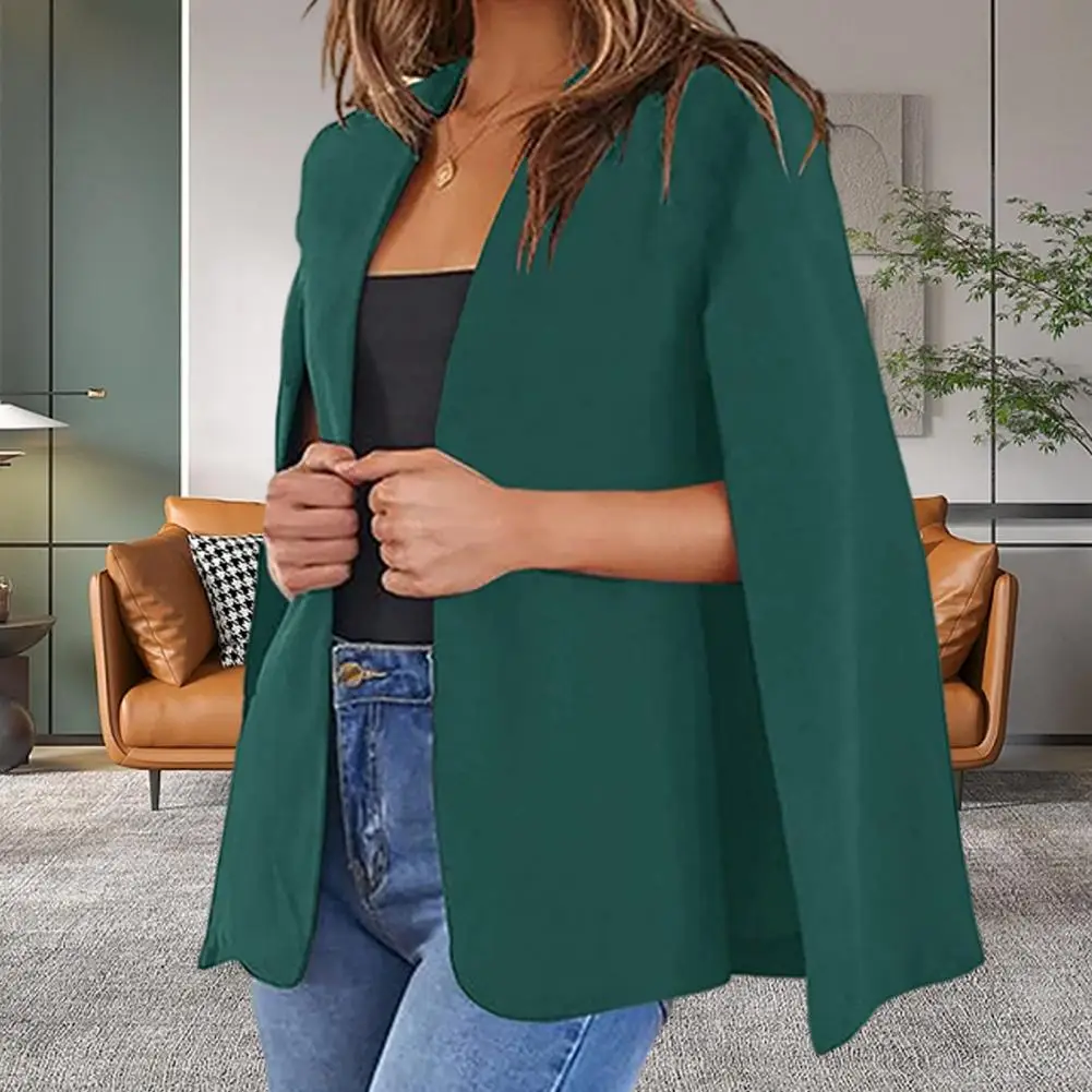 

Women Casual Business Suit Coat Office Lady Stylish Women's Cloak Suit Coat Collarless Split Sleeve for Office for Spring/autumn
