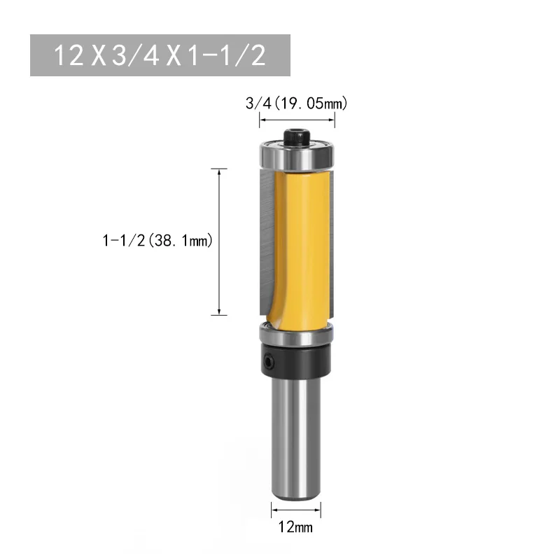 

Прямая фреза с хвостовиком 12 мм и набором подшипников, твердосплавная деревообрабатывающая фреза, хвостовик 1/2 мм, фрезы для фрезерования заподлицо