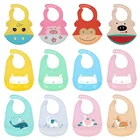 Детские Водонепроницаемые нагрудники с мультяшным принтом, мягкие силиконовые нагрудники с животным рисунком для девочек и мальчиков, регулируемый детский нагрудник