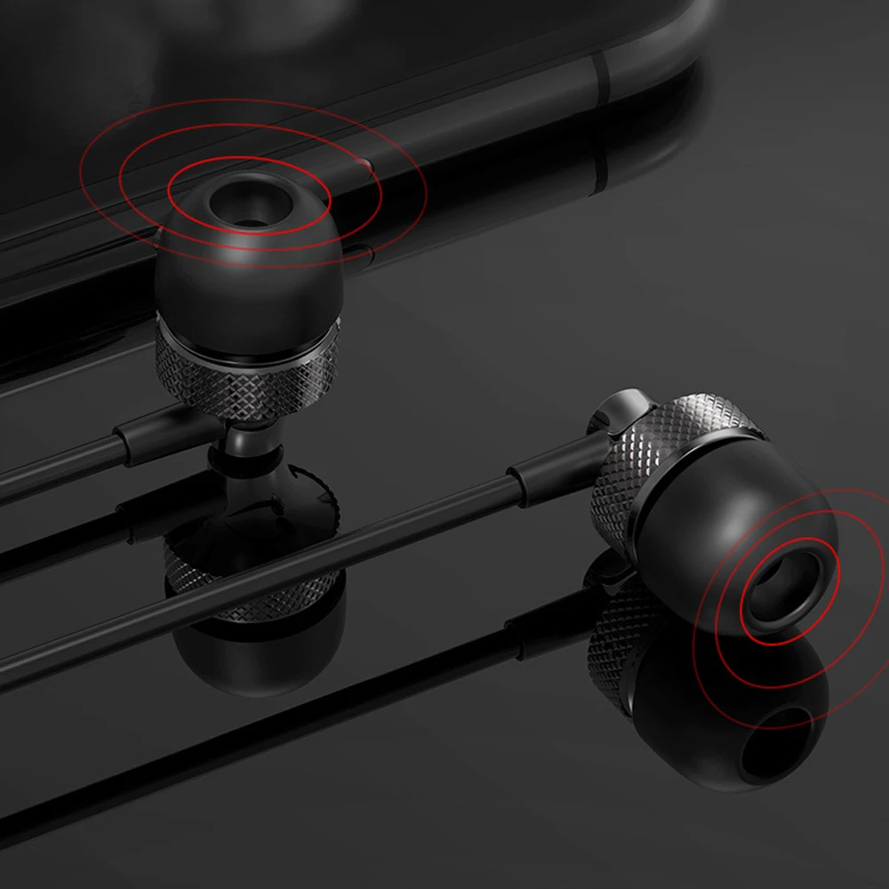 

Metal 3.5mm In-Ear line control Headset Subwoofer Volume Control Universal super bass Headset With Built-in Microphone