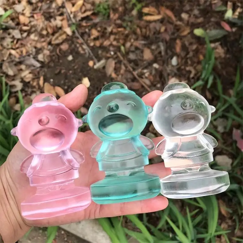 

9.5CM High Quality Glass Cartoon Carving Healing Energy Stone Fashion Creative Christmas Gift For Children 1pcs