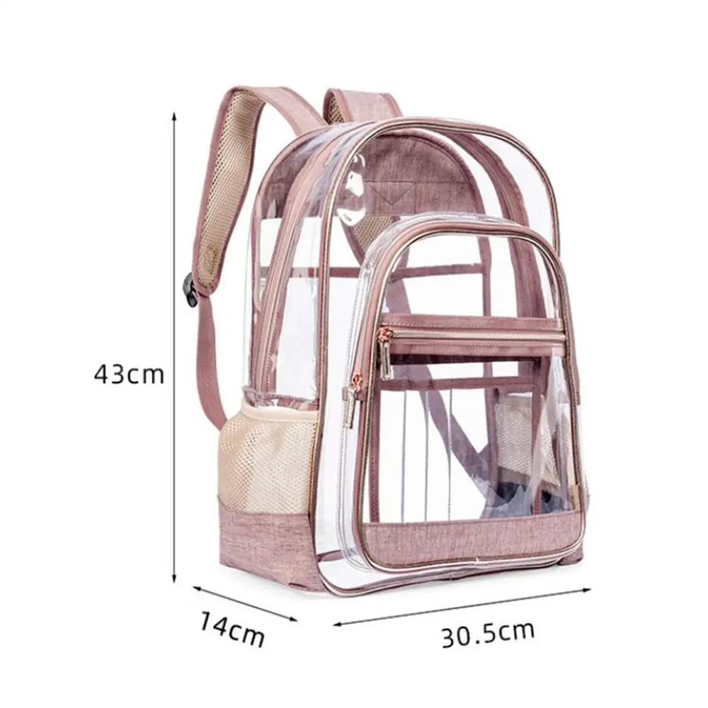Clear Backpack, Transparent Stadium Approved Bookbag Heavy Duty See Through School Bag-Black