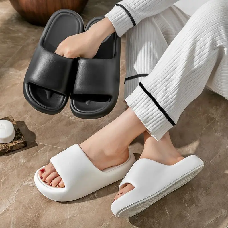 Home Thick Bottom Super Soft Slippers Female Bathroom Bathing Non-slip Anti-odor External Wear Macaron EVA Sandals Summer
