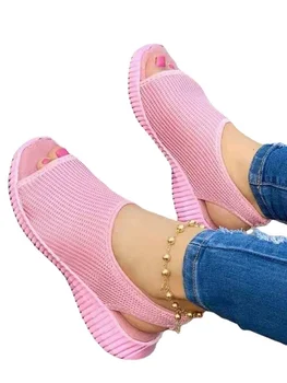 Summer Women Shoes 2023 Mesh Fish Platform Shoes Women's Closed Toe Wedge Sandals Ladies Light Casual Sandals Zapatillas Muje 1