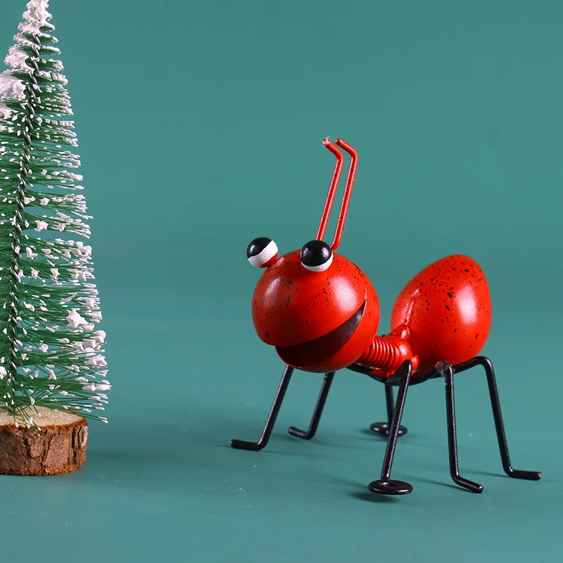 Cute Metal Ant Ornament Knickknacks Living Room Table Decor Creative Hanging Insect Crafts Outdoor Garden Patio Decorations