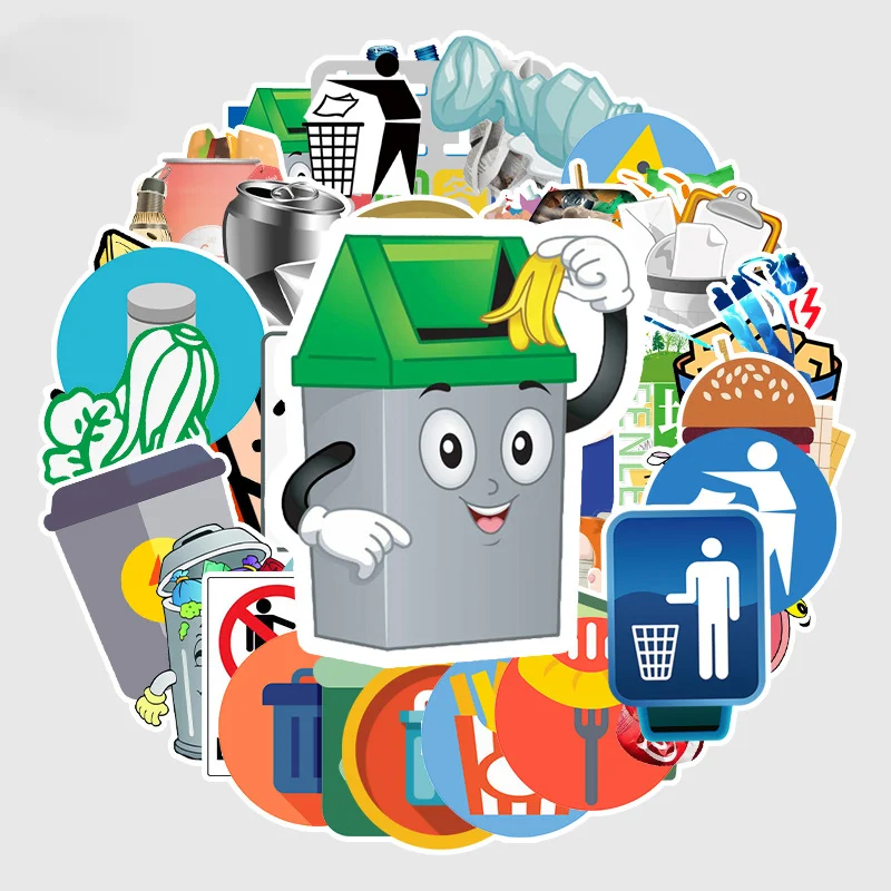 

54 Niet-herhalende Cartoon Vuilnis Classificatie Waterdichte Stickers DIY Bagage Laptop Skateboard Graffiti Stickers Ouder-kind