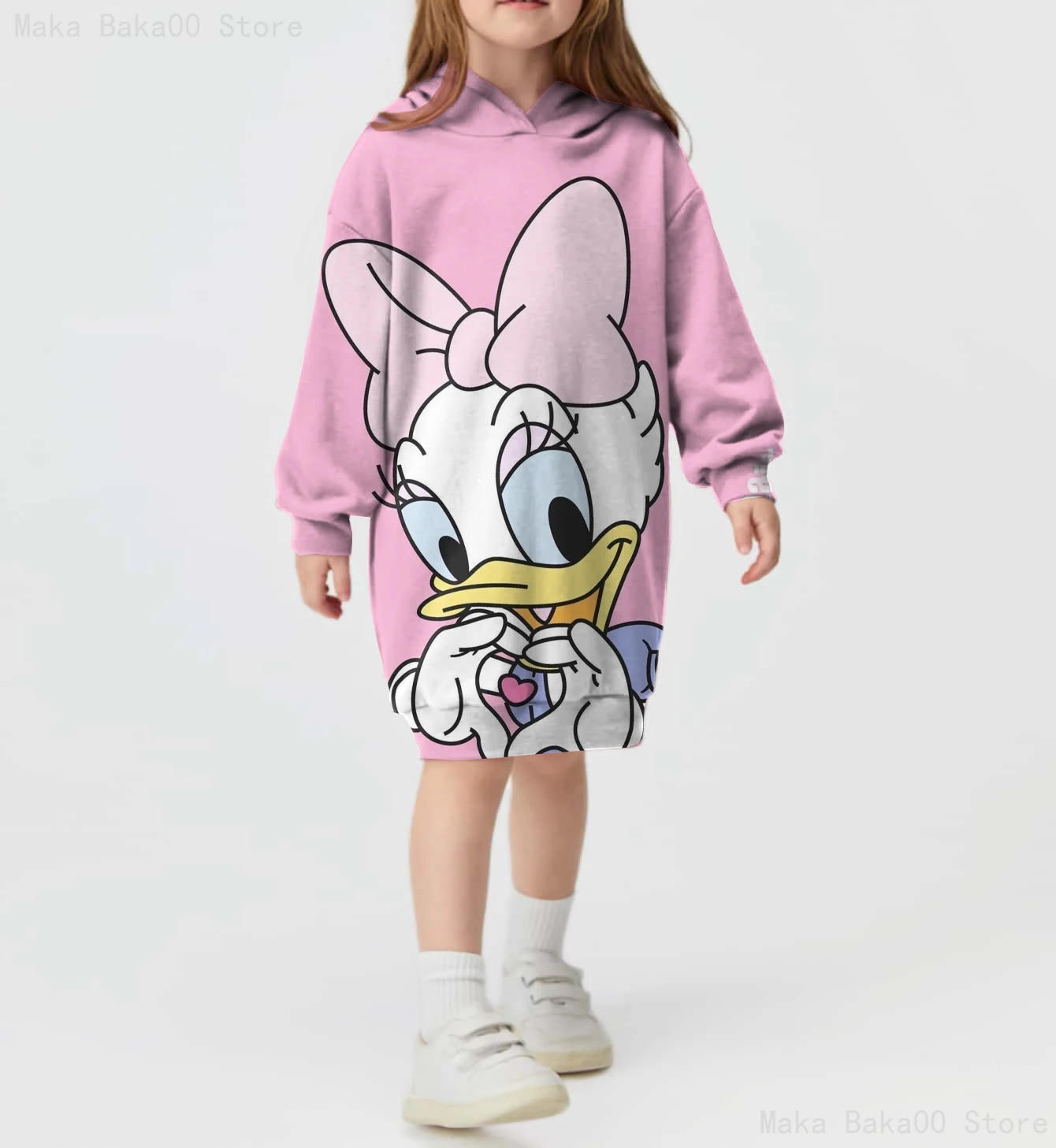 

Новинка 2023, весеннее повседневное Спортивное платье-свитер с принтом «Дональд Дак» и маргариткой из мультфильма «уличный Дональд Дак»