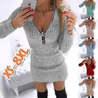 autumn winter warm dresses fashion clothes women casual long sleeve package hip party ladies pullover mini slim fit knitted dres