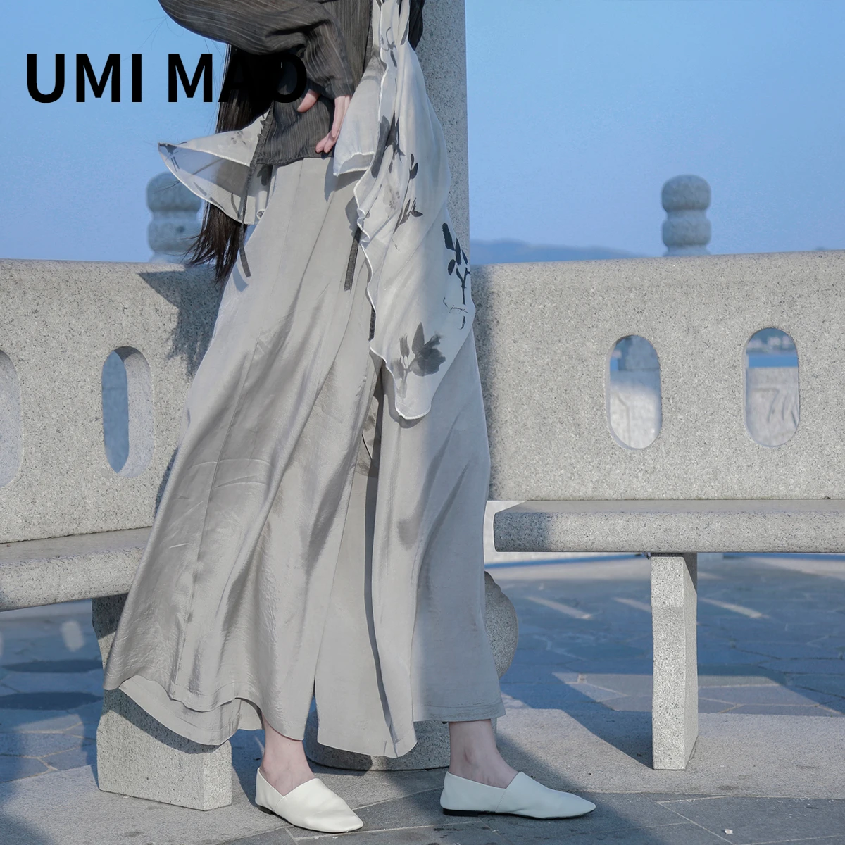 

Свободные и элегантные широкие брюки в китайском стиле UMI MAO Yamamoto, серого, синего цвета, Y2K, весна-лето