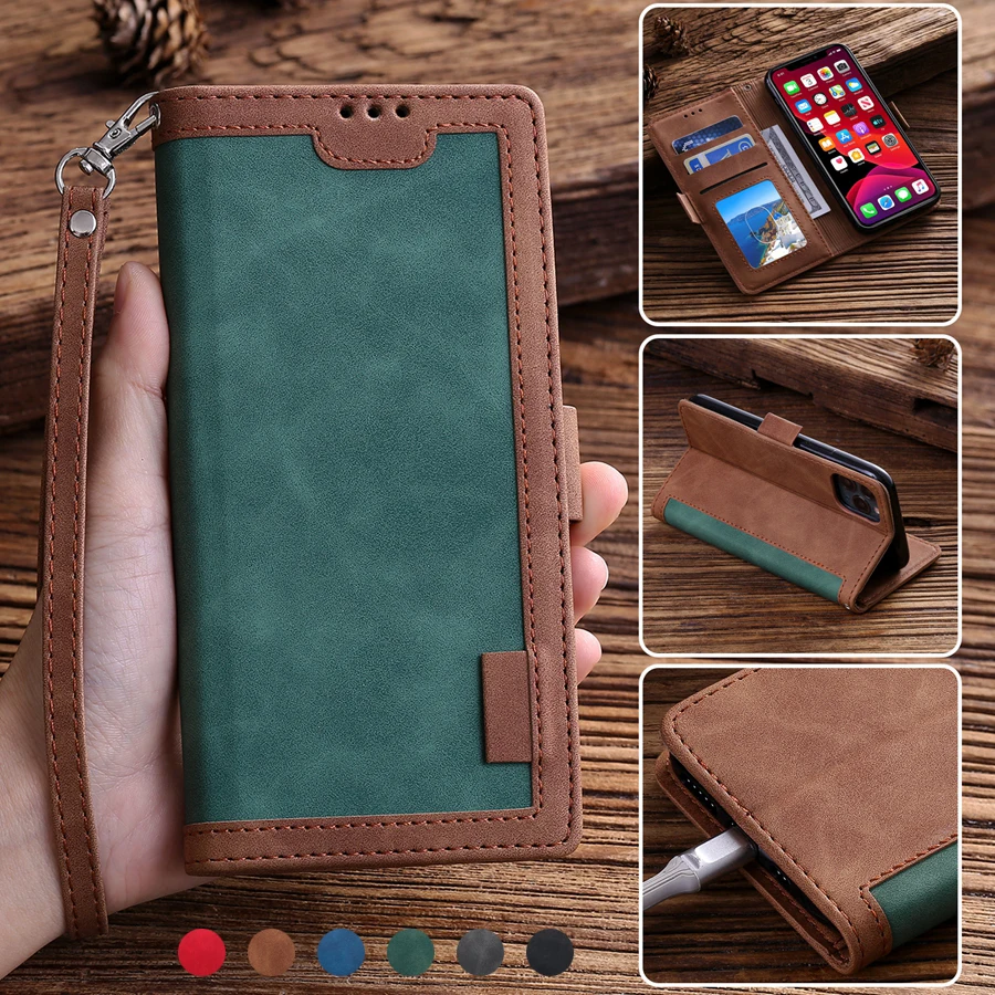 

Wallet Retro Stitched Flip Leather Case For iPhone 14 Pro Max 13 Pro Max 12 Pro Max 11 Pro Max X XR XS Max 8 7 6 6S Plus Cover
