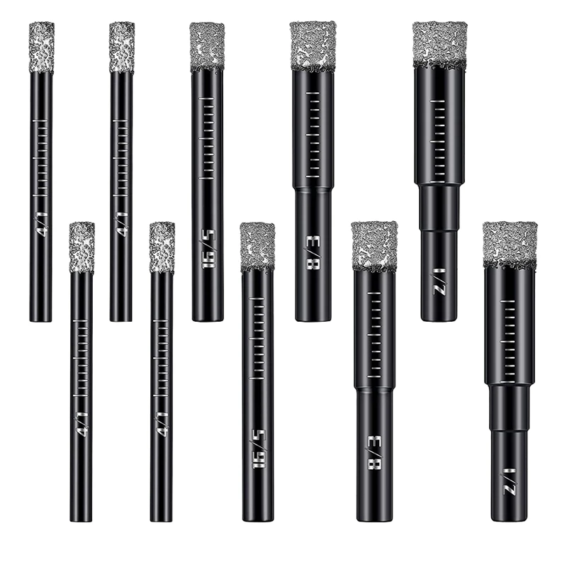 

Dry Diamond Drill Bits Set 10 Pcs Tile Drill Bits Granite Drill Bits For Granite Ceramic Marble Tile Stone Round Shank