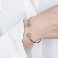 womens fashion charming cuff bracelets bangle water drop zircon square crystal female wedding bracelet accessories jewelry gift
