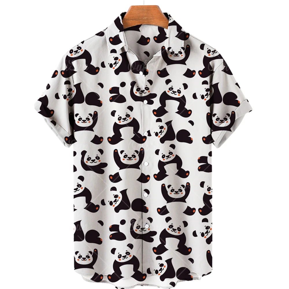 

Fashion Men's Hawaiian Shirt Men Casual Colorful Print Beach Panda Shirt Short Sleeve Plus Size 5XL Camisa Hawaiana Hombre