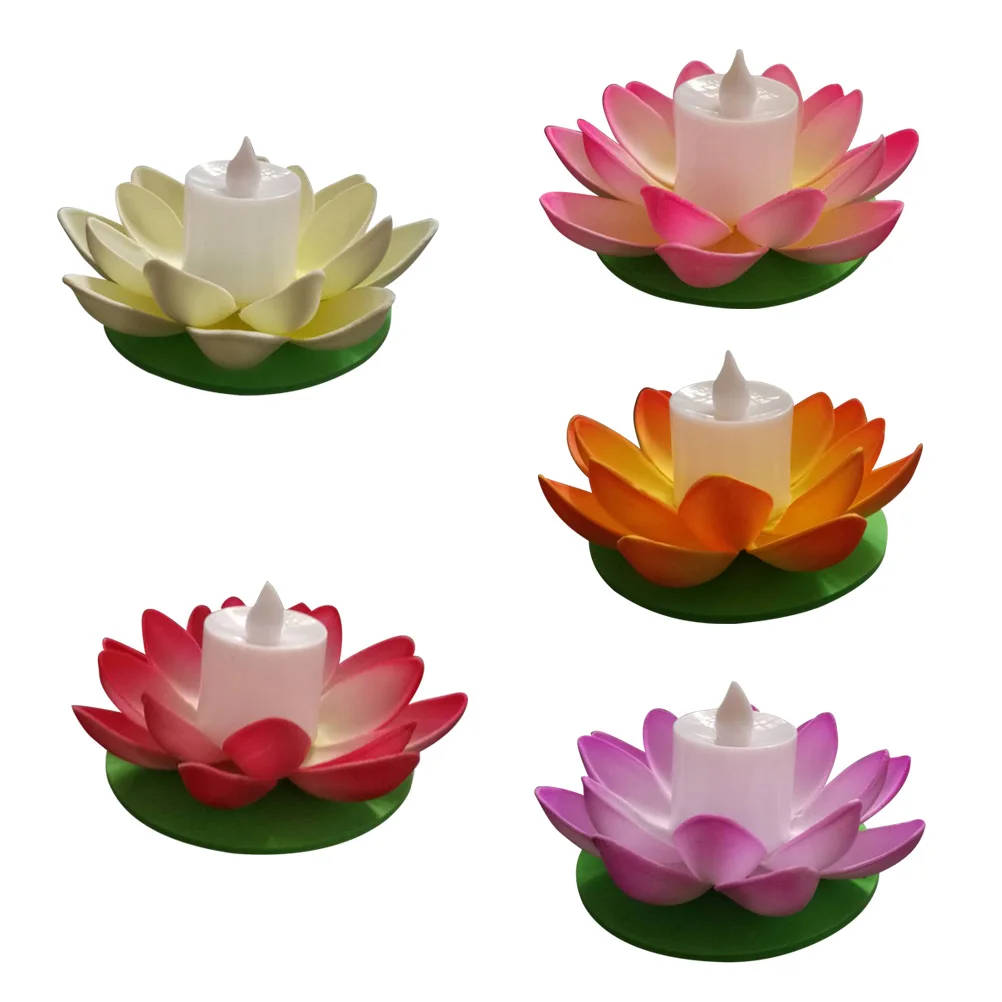 

5pcs 11.5cm LED Floating Lotus Lantern Wishing Water Lily Artificial Candle Flower Lanterns Pool Decor for Festival Party