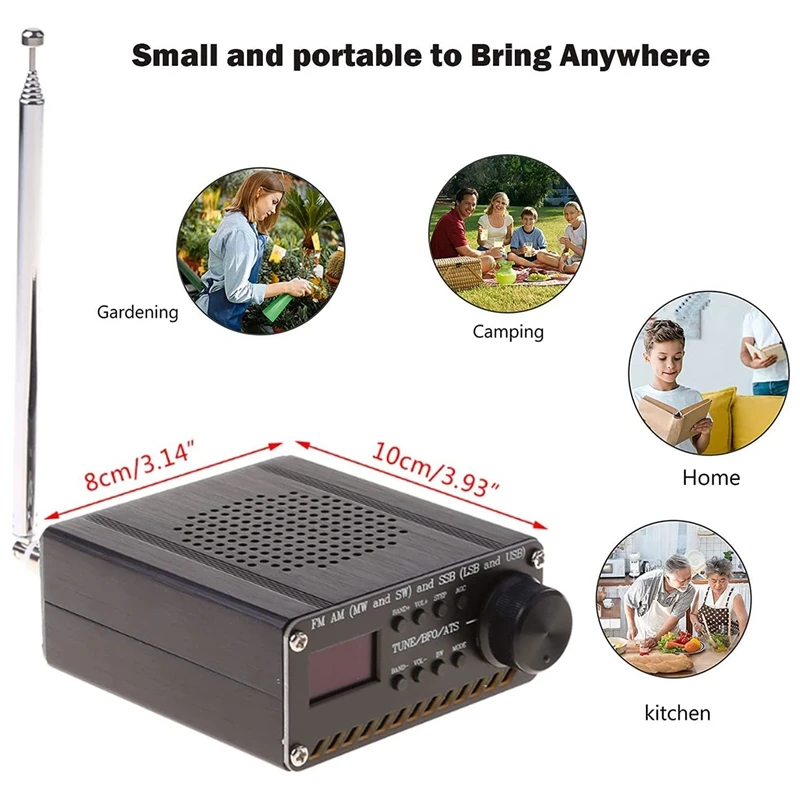 Топовый радиоприемник SI4732 All Band SSB (LSB и USB) FM AM MW SW с встроенной батареей+антенной+динамиком+корпусом.