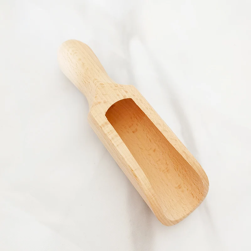 

14cm Bathroom Beech Wood Scoop Bath Salt Laundry Big Tea Spice Spoon