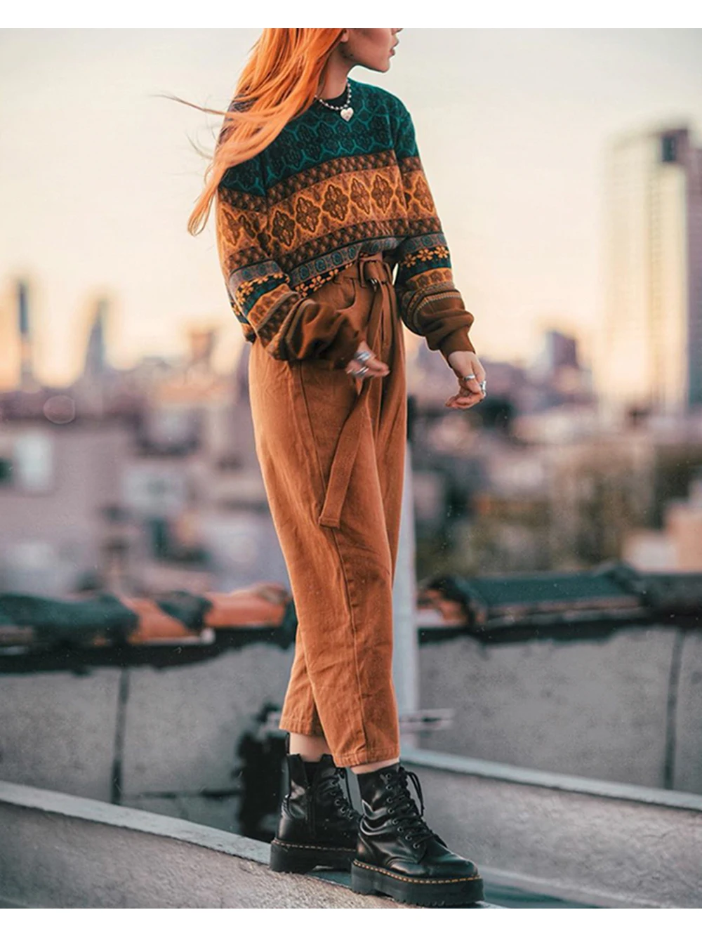 Chritmas Sweaters For Women Retro Chic Splicing Color Hoodies Young Girls Winter Crop Tops Knitted Short Female Sweater