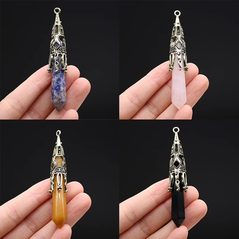 

Natural Stone Pendants Lapis lazuli Malachite Pendulum Crystal Amulet for Tribal Jewelry Making Diy Women Necklace Gifts