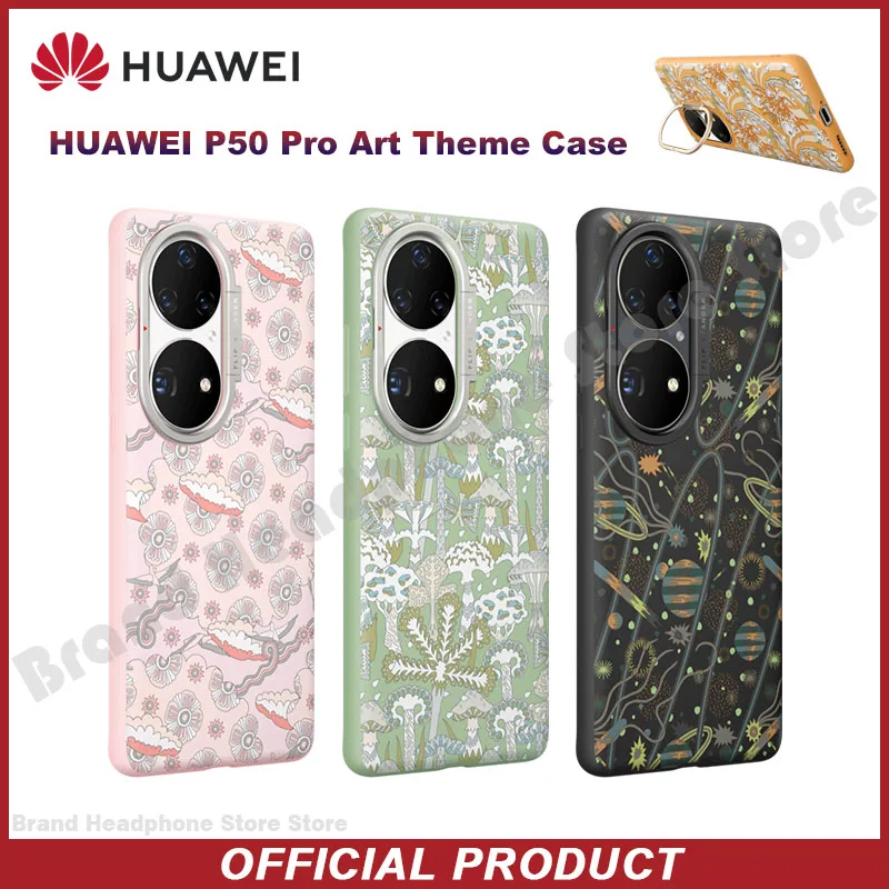 

Original HUAWEI P50 Pro Art Theme Case Ring Stand Protective Casing Colorful Hard Back Cover Shell Case for P50pro