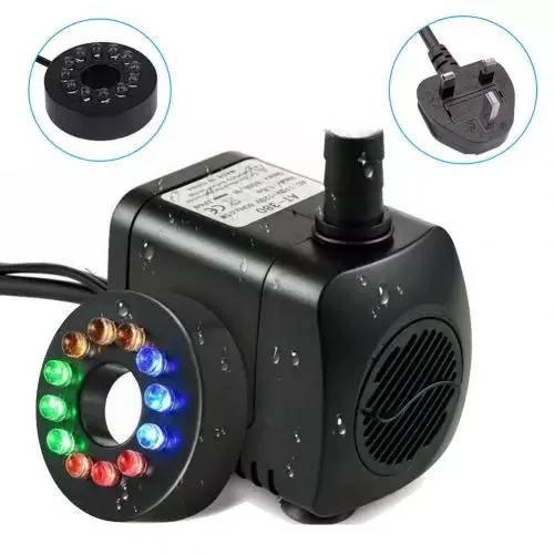 

2022 220V 15W Submersible Water Pump With 12 LED lights 220-240V 800L/H For Aquarium Fish Tank Pond Fountain EU/UK/US Plug