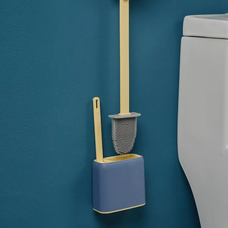 

Creative Double Head Toilet Brush Set Soft TPR Silicone Head Toilet Brush with Holder Bathroom Hard Bristle Brush Clean Tools