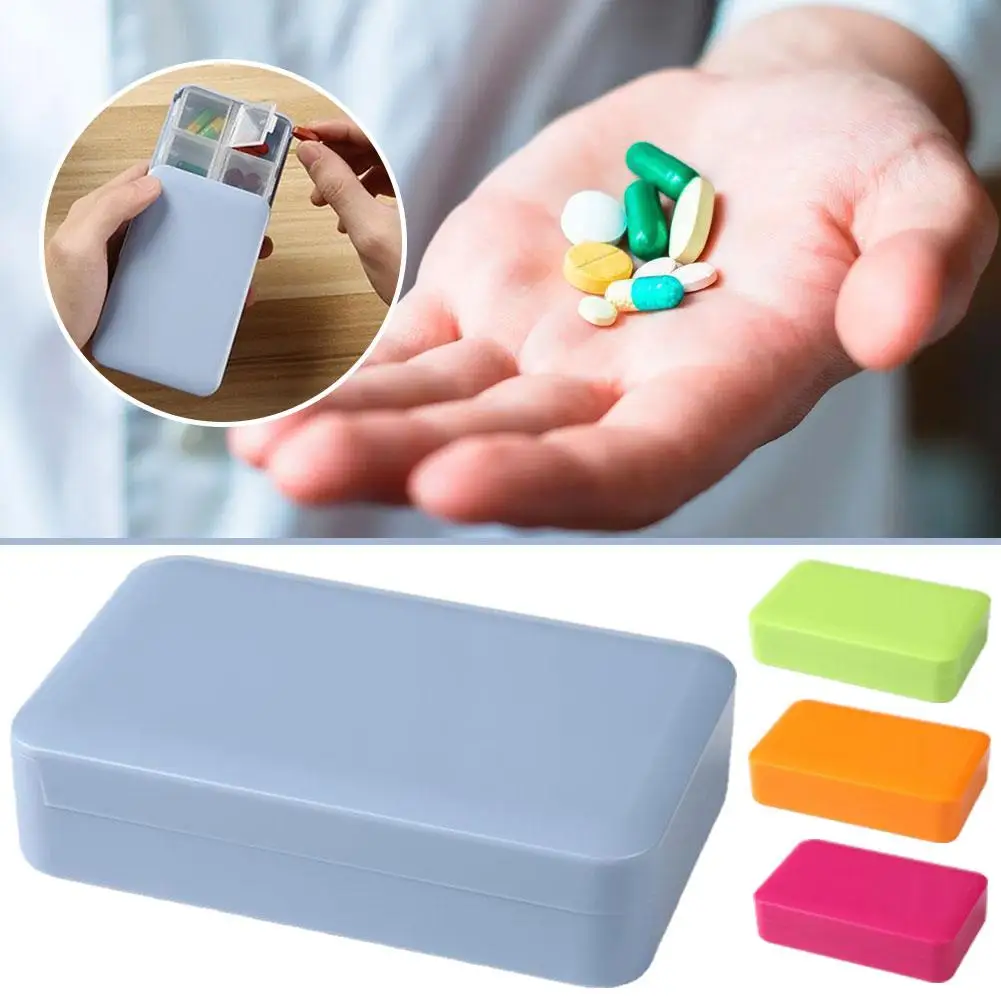 

6 Grids Square Pill Box Mini Pill Case Push-pull Tablet Container Travel Case Organizer Tablet Dispenser Pill Storage Box H N0M6