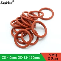 10pcs red silicone ring gasket cs 4mm od 12 150mm silicon o ring gasket food grade rubber o ring vmq assortment hvac tools