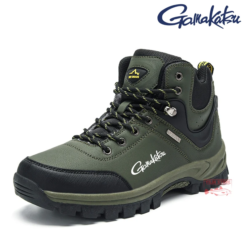 

2023 Gamakatsu Winter Men's Fishing Shoes Plus Velvet Warm Non-slip Mountaineering Shoes Outdoor Waterproof Hunting Camping Shoe