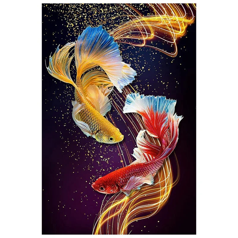 

Diamond Painting Full Circle Diamond Kit Rhinestone Picture Art Craft Home Door Decoration (Koi)