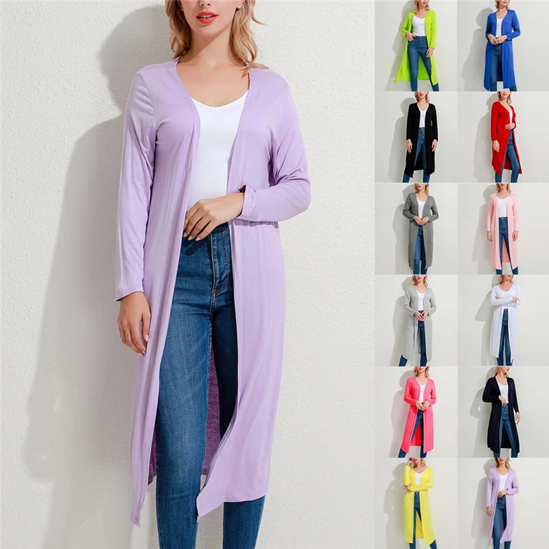 

Korean 2021 Women's Casual Long Modal Sweater Cardigan Soft Comfortable Strong Solid Free Size Loose Thin Cardigan