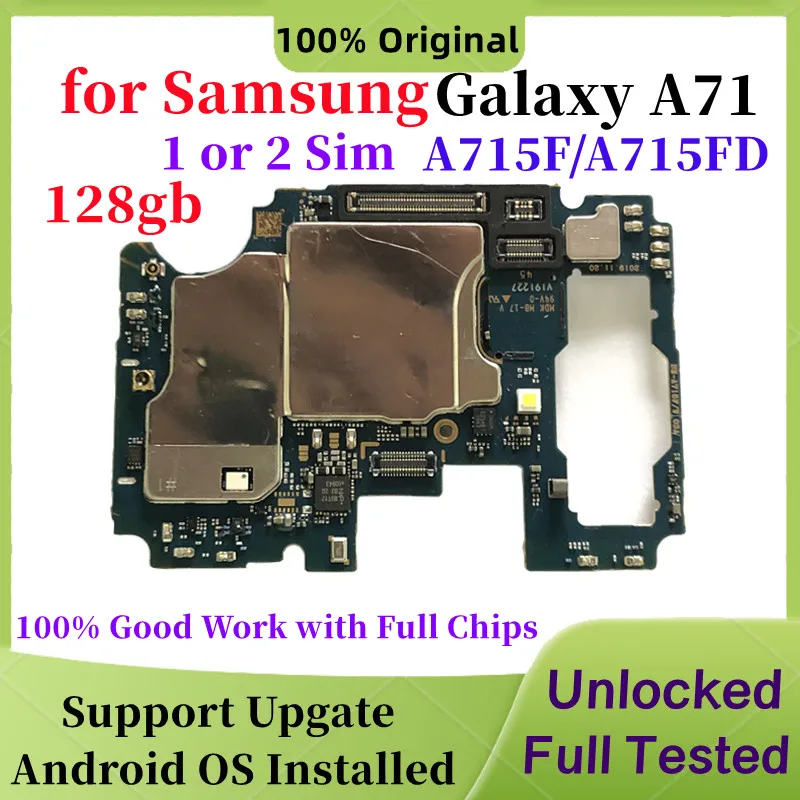

Unlocked Original Motherboard for Samsung Galaxy A71 A715F A715FD EU Version 128gb Mainboard Logic Board Good Work Free Shipping