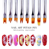 8pcs nail brush set gradient drawing pen flower paint acrylic tools brushes for manicure uv gel polish