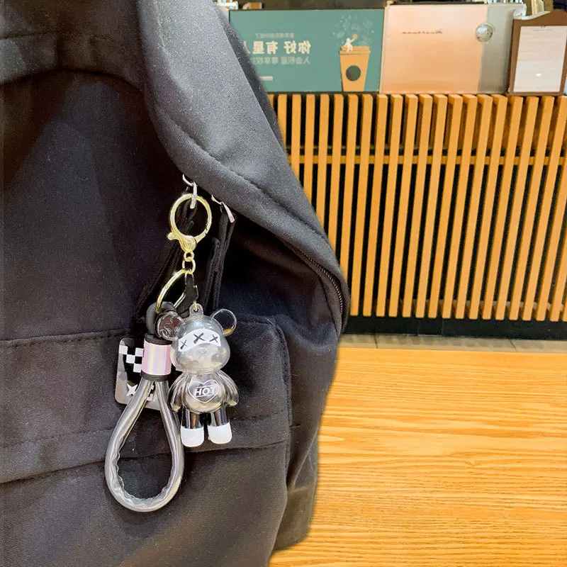 Cute Clear Colorful Cream Bear Keyring Cartoon Jelly Doll Keychain Cute School Bag Pendant Car Key Holder Mobile Phone Ornaments images - 6